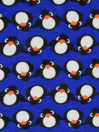 Royal Blue/Black/Safety Orange/White 100% Rayon Penguin Print Jersey Knit 54W