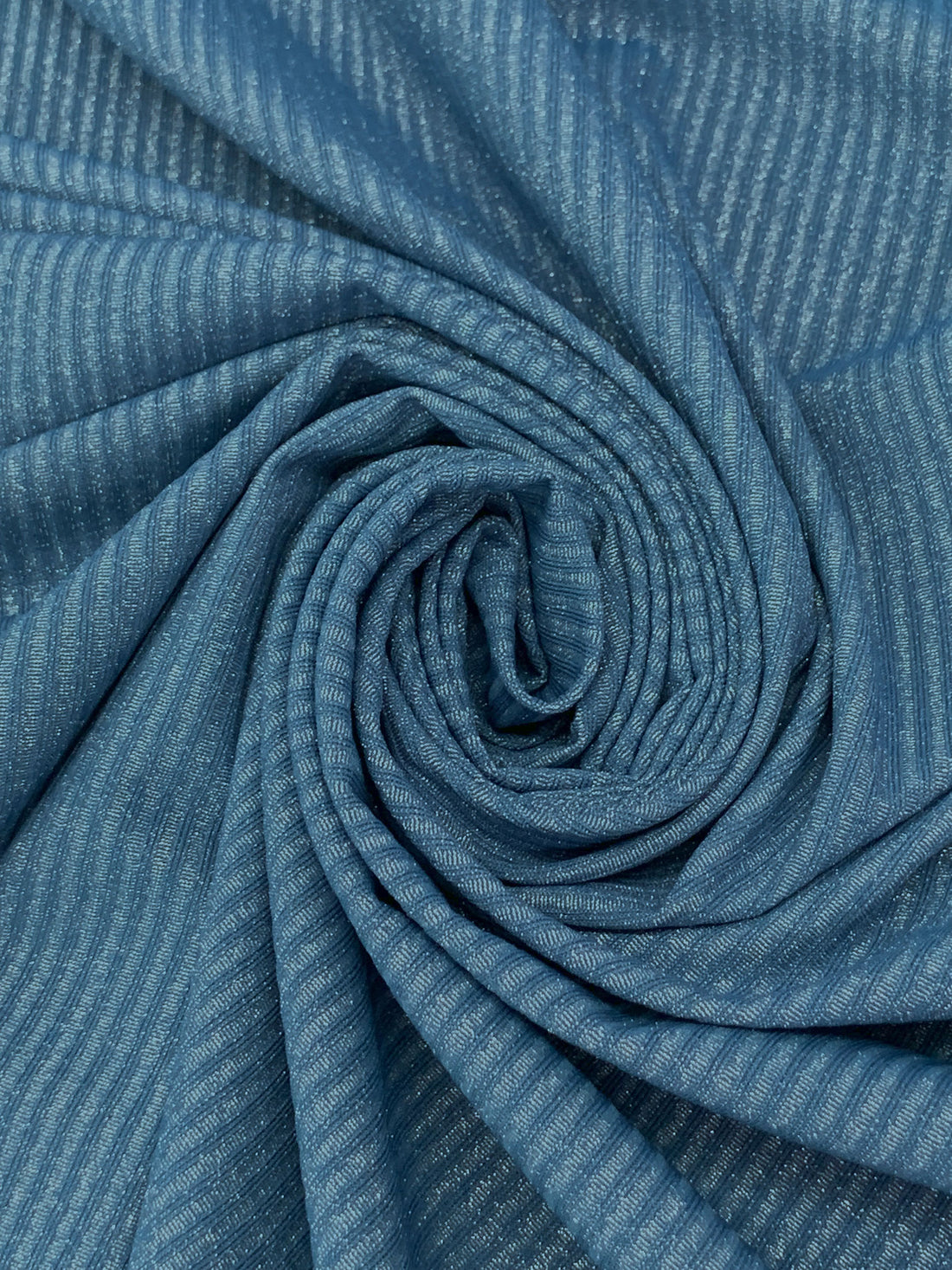 Queen Blue/Silver Nylon/Metallic/Lycra Shimmer Stretch Rib Knit - NY Designer - 62W