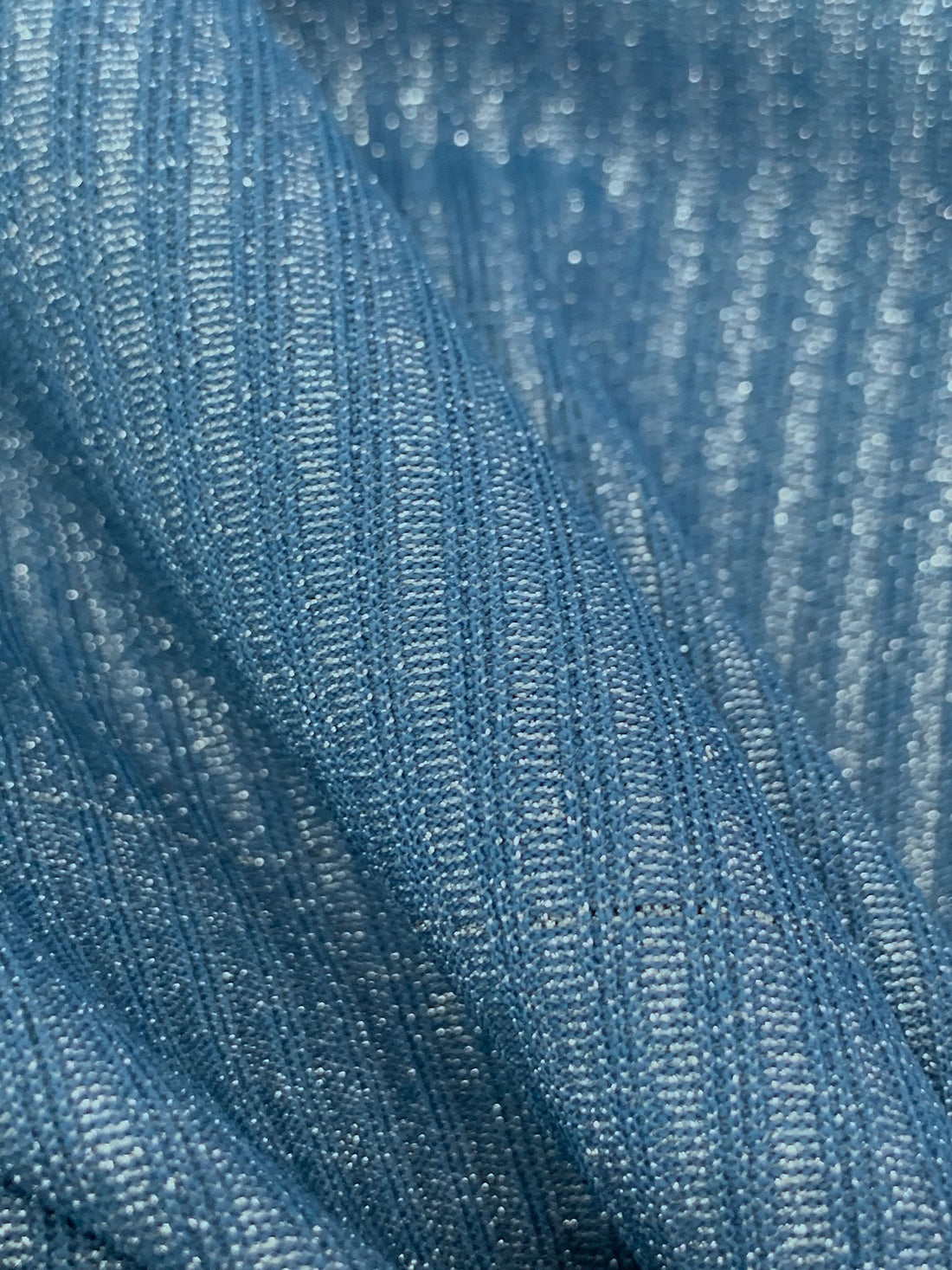 Queen Blue/Silver Nylon/Metallic/Lycra Shimmer Stretch Rib Knit - NY Designer - 62W