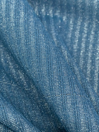 Queen Blue/Silver Nylon/Metallic/Lycra Shimmer Stretch Rib Knit - NY Designer - 62W