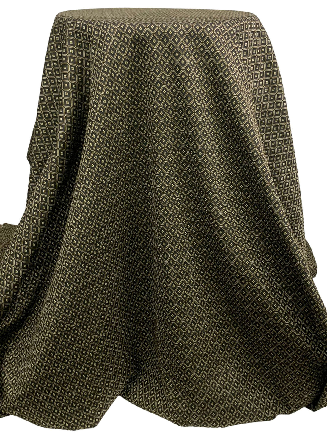 Golden Tan/Black/Brown Polyester/Lycra Stylized Diamond Weave Jacquard Double Knit - NY Designer - 60W
