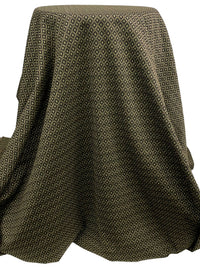 Golden Tan/Black/Brown Polyester/Lycra Stylized Diamond Weave Jacquard Double Knit - NY Designer - 60W