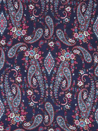 Dark Blueberry/Dark Teal/Raspberry/Multi Rayon/Lycra Floral Paisley Print Jersey Knit 56W