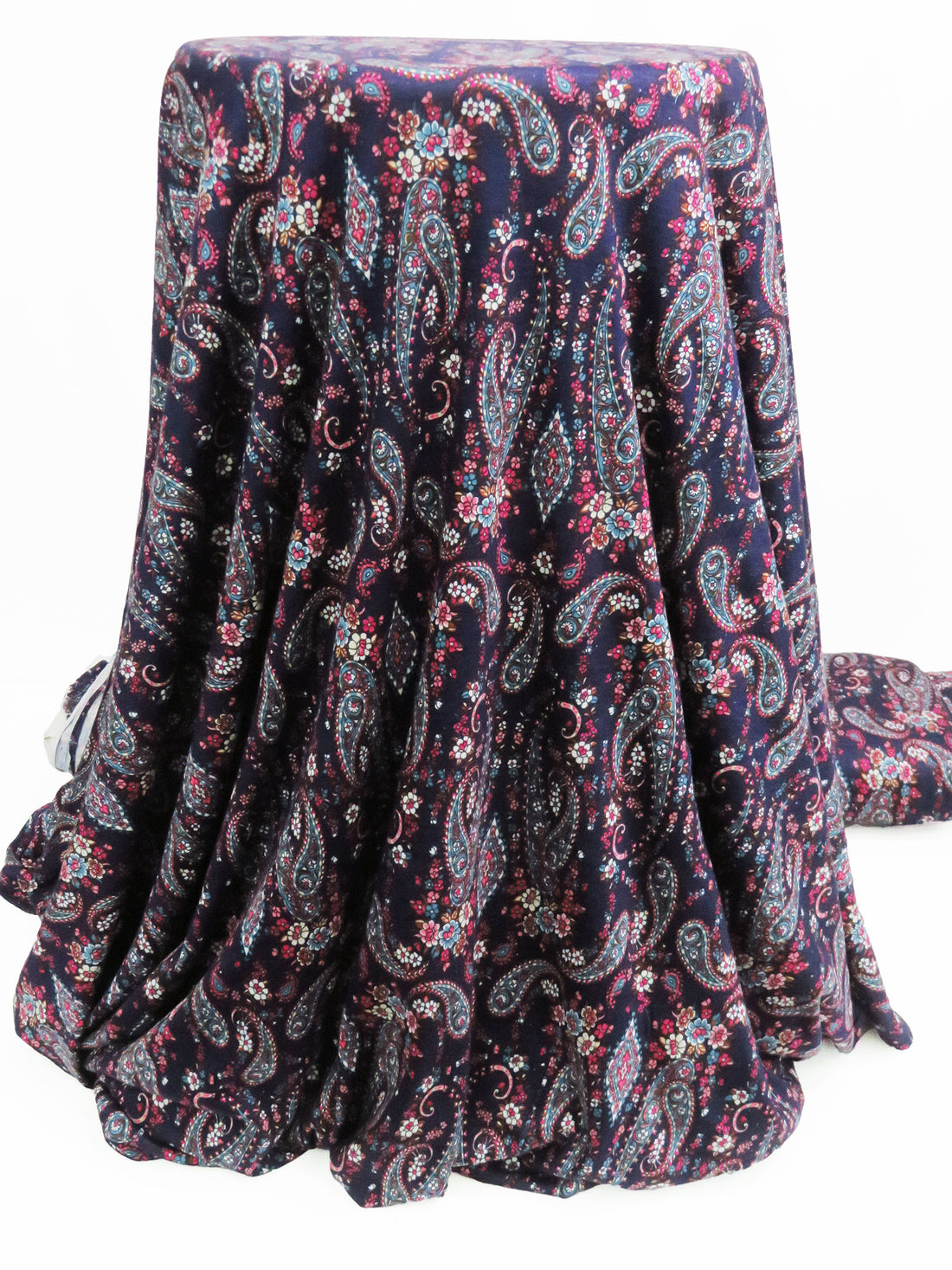 Dark Blueberry/Dark Teal/Raspberry/Multi Rayon/Lycra Floral Paisley Print Jersey Knit 56W