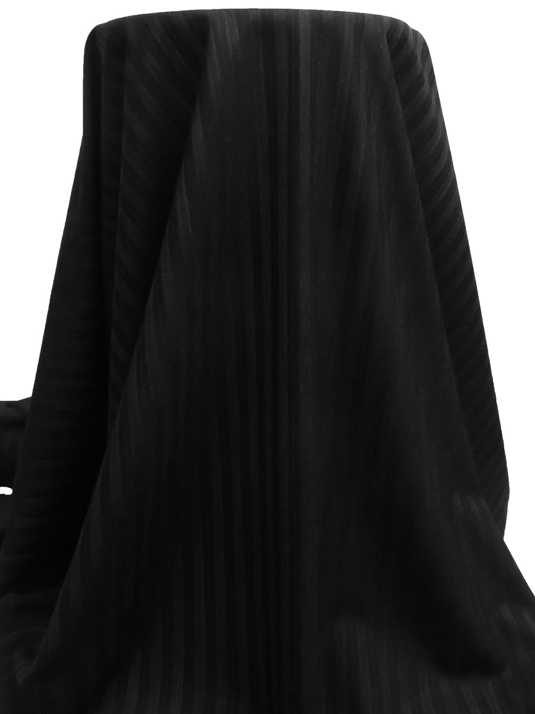 Black/Dark Gray Polyester/Cotton/Wool/Lycra Vertical Stripe Weave Stretch Suiting - 58W