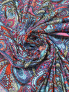 Sky Blue/International Orange/Paradise Pink/Multi 100% Rayon Ornate Paisley Print Rib Knit 48W