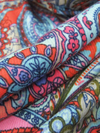 Sky Blue/International Orange/Paradise Pink/Multi 100% Rayon Ornate Paisley Print Rib Knit 48W