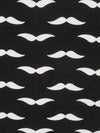 Black/White Cotton/Lycra Mustache Print Jersey Knit 54W