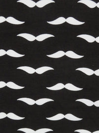 Black/White Cotton/Lycra Mustache Print Jersey Knit 54W