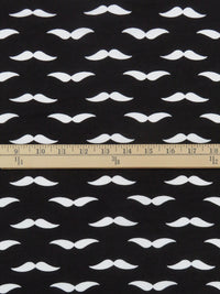 Black/White Cotton/Lycra Mustache Print Jersey Knit 54W