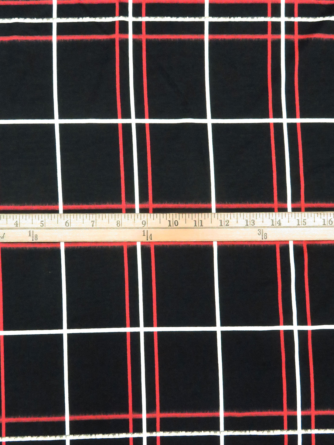 Black/Red/White Rayon/Lycra Plaid Print Jersey Knit 58W