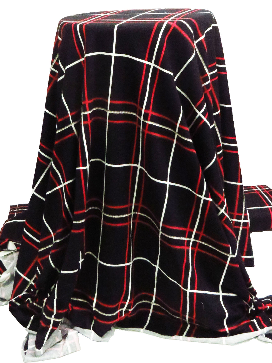 Black/Red/White Rayon/Lycra Plaid Print Jersey Knit 58W