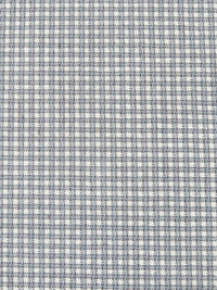 Dirty White/Pewter Blue/Charcoal Cotton/Polyester Small Check Plaid Weave Suiting 60W