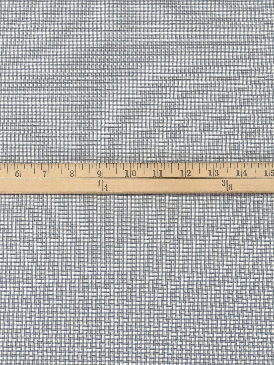 Dirty White/Pewter Blue/Charcoal Cotton/Polyester Small Check Plaid Weave Suiting 60W