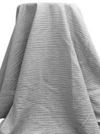 Dirty White/Pewter Blue/Charcoal Cotton/Polyester Small Check Plaid Weave Suiting 60W