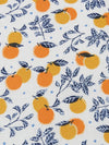 White/Mandarin Orange/Deep Lapis Blue/Multi 100% Cotton Oranges And Branches And Dots Print Quilt Weight Woven 44W