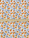 White/Mandarin Orange/Deep Lapis Blue/Multi 100% Cotton Oranges And Branches And Dots Print Quilt Weight Woven 44W