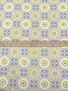 White/Lemon/Rocket Metallic/Multi 100% Cotton Tile Print Quilt Weight Woven 44W