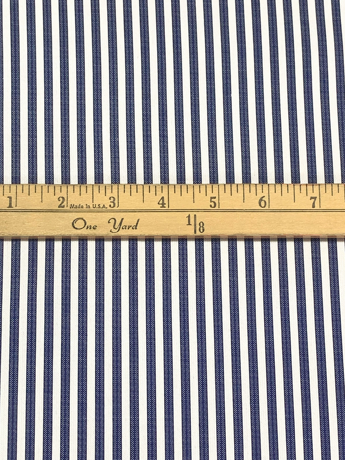 Dark Catalina Blue/White 100% Cotton Vertical Stripe Weave Shirting 58W