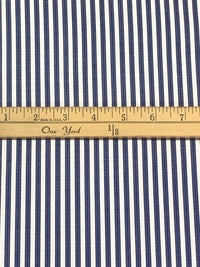 Dark Catalina Blue/White 100% Cotton Vertical Stripe Weave Shirting 58W
