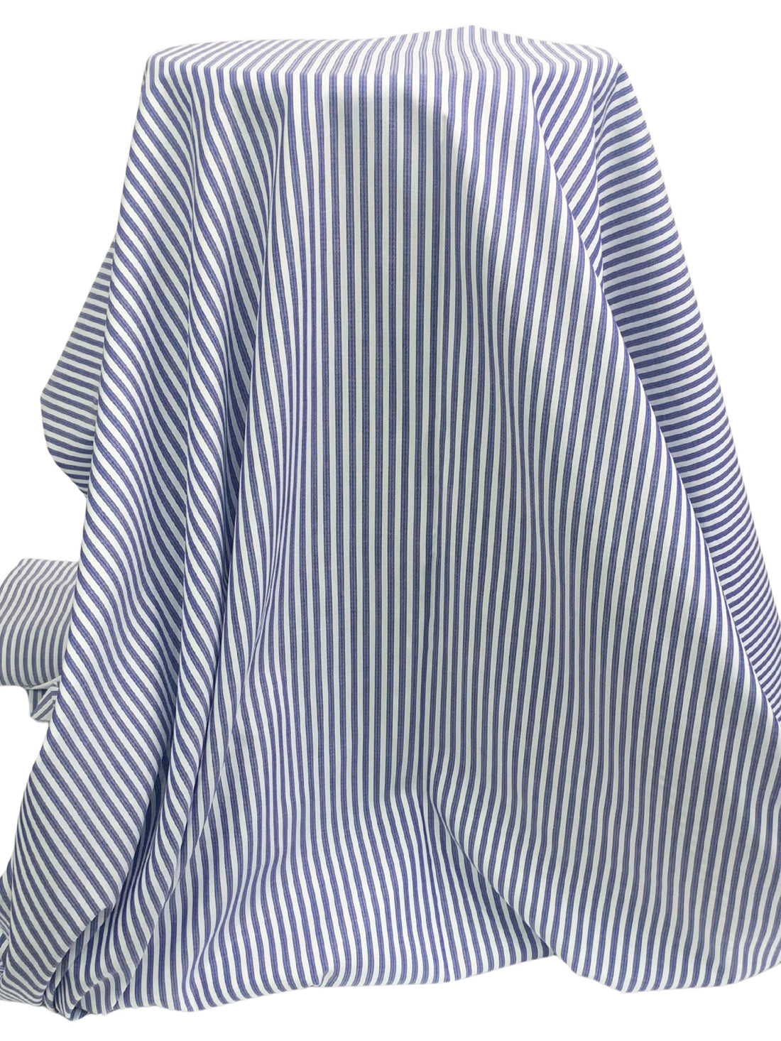 Dark Catalina Blue/White 100% Cotton Vertical Stripe Weave Shirting 58W