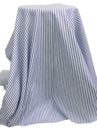 Dark Catalina Blue/White 100% Cotton Vertical Stripe Weave Shirting 58W