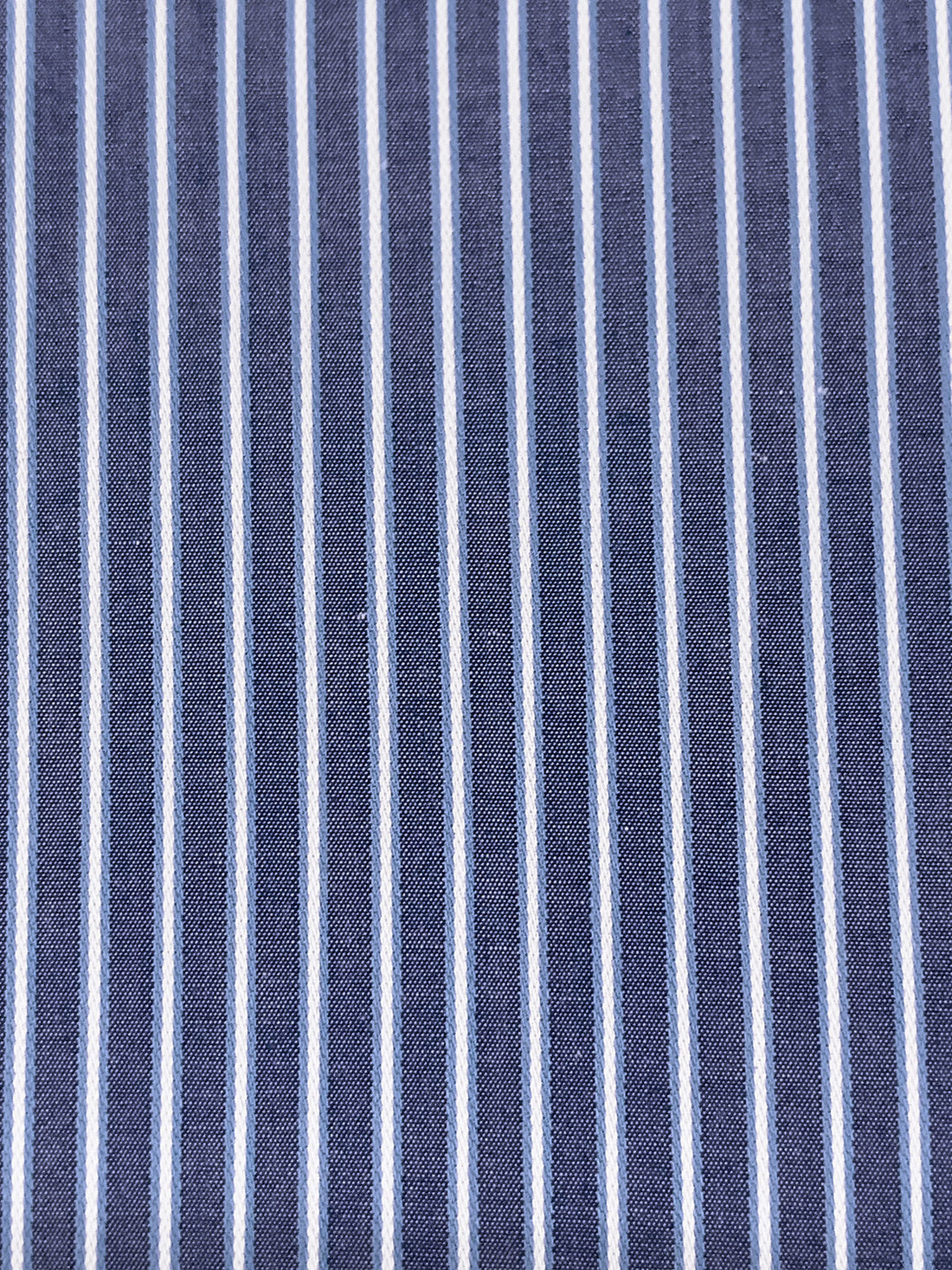 Dark Royal Blue/White/Soft Marine Blue 100% Cotton Vertical Stripe Weave Shirting 58W