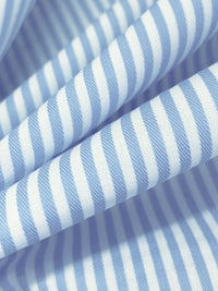 Light Steel Blue/White 100% Cotton Vertical Stripe Weave Shirting 60W