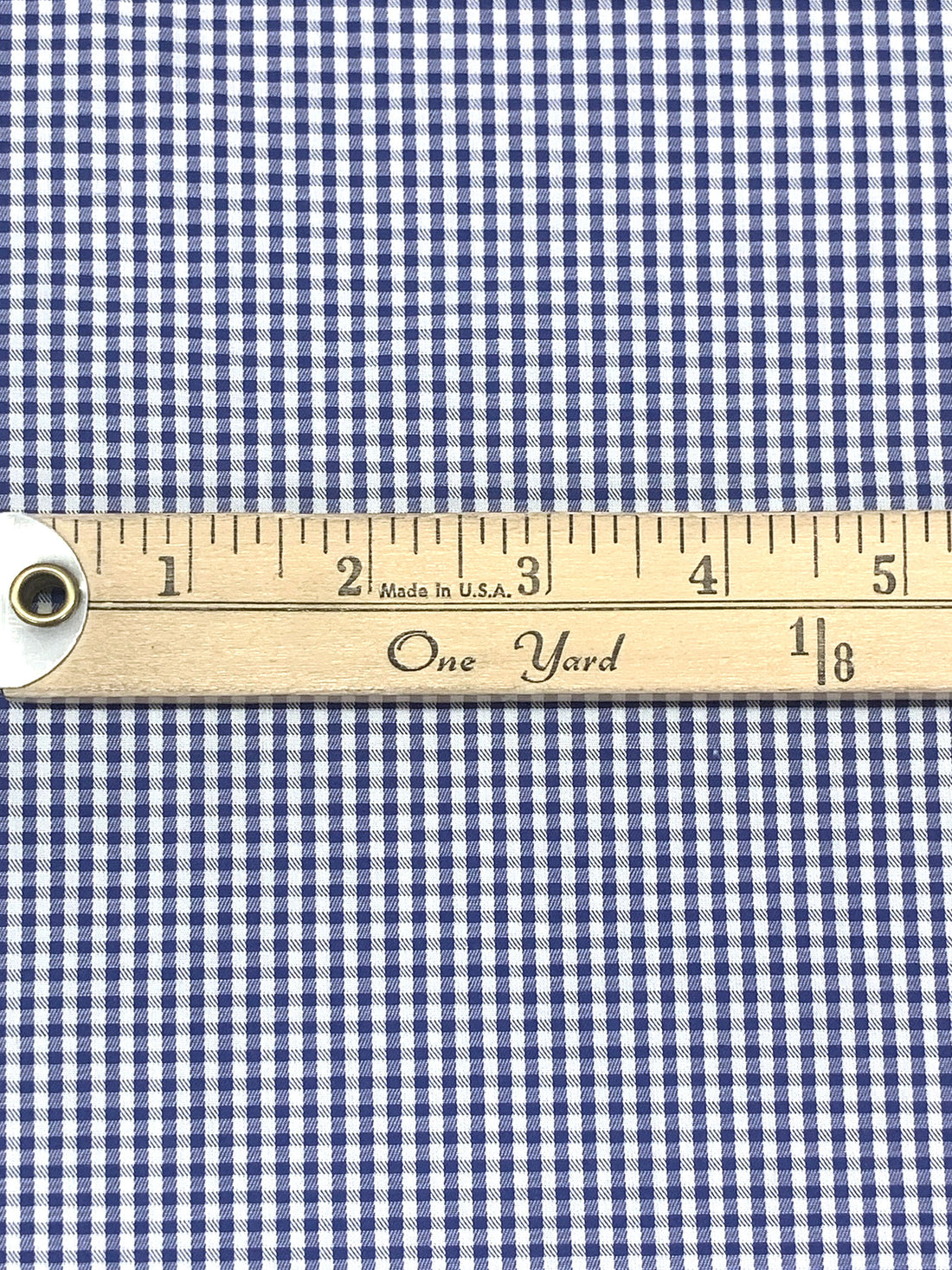 Dark Cornflower Blue/White 100% Cotton Mini Check Weave Shirting 59W