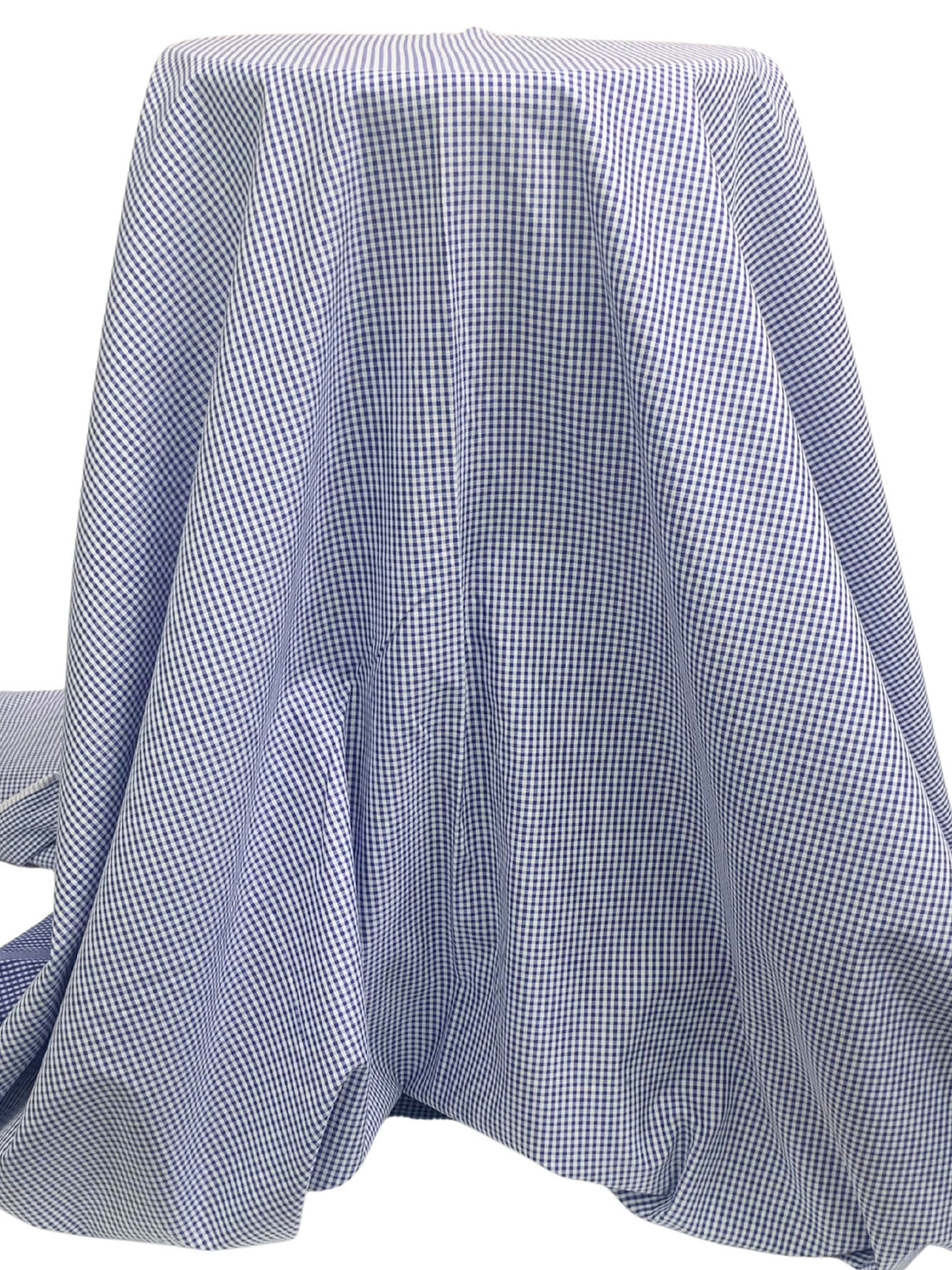 Dark Cornflower Blue/White 100% Cotton Mini Check Weave Shirting 59W