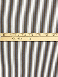 Dark Sandstone Brown/Navy/White 100% Cotton Vertical Stripe Weave Shirting 58W