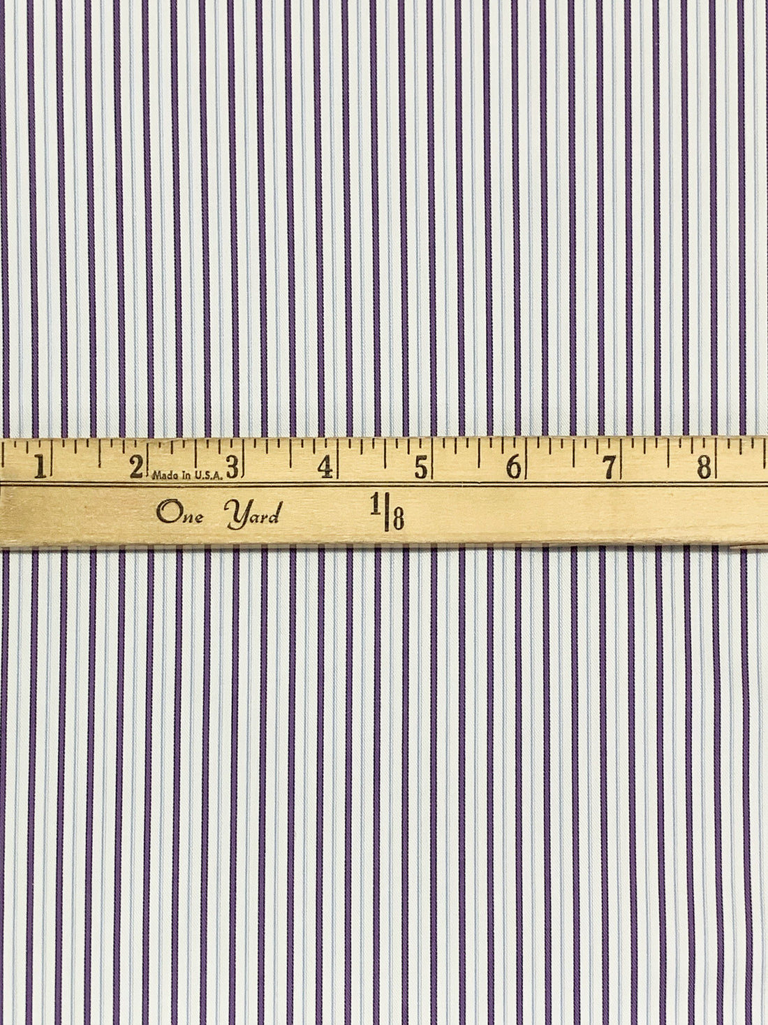 White/French Lilac/Baby Blue 100% Cotton Vertical Stripe Weave Shirting 50W