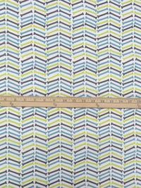 White/Steel Teal/Dark Iron Gray/Lime 100% Cotton Chevron Bones Print Quilt Weight Woven 44W