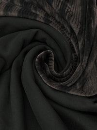 Dark Taupe/Black Polyester/Lycra Double Faced Vertical Abstract Streak Velvet Knit - NY Designer - 61W