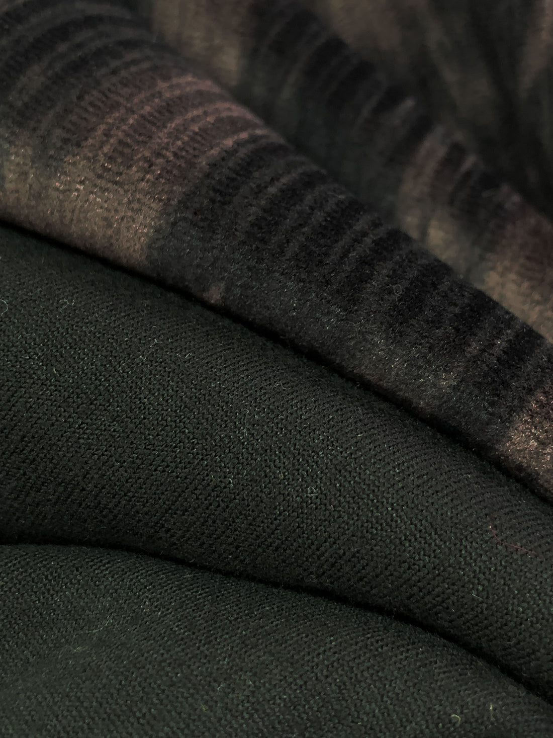 Dark Taupe/Black Polyester/Lycra Double Faced Vertical Abstract Streak Velvet Knit - NY Designer - 61W