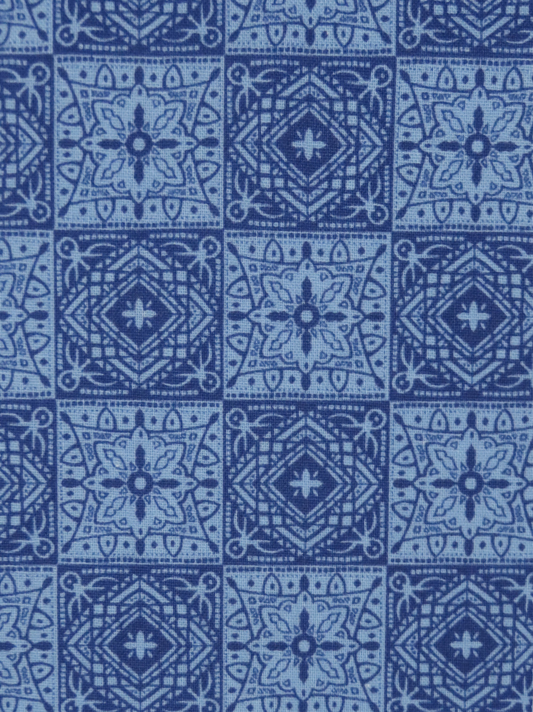 Cerulean Frost/Sapphire 100% Cotton Tile Print Quilt Weight Woven 44W