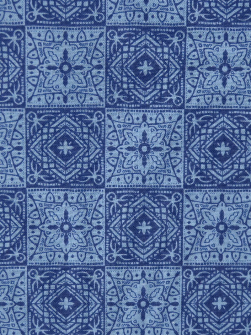 Cerulean Frost/Sapphire 100% Cotton Tile Print Quilt Weight Woven 44W