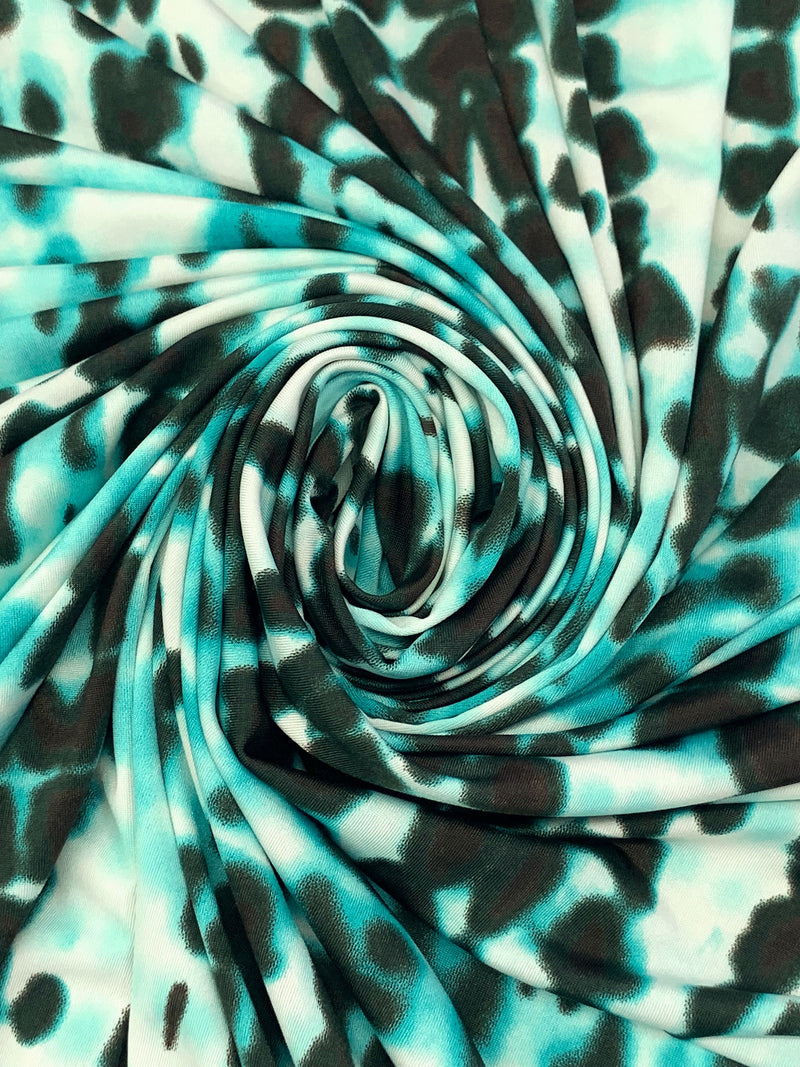 Midnight Espresso/Cool Turquoise/White Polyester/Lycra Abstract Print FTY Knit 52W