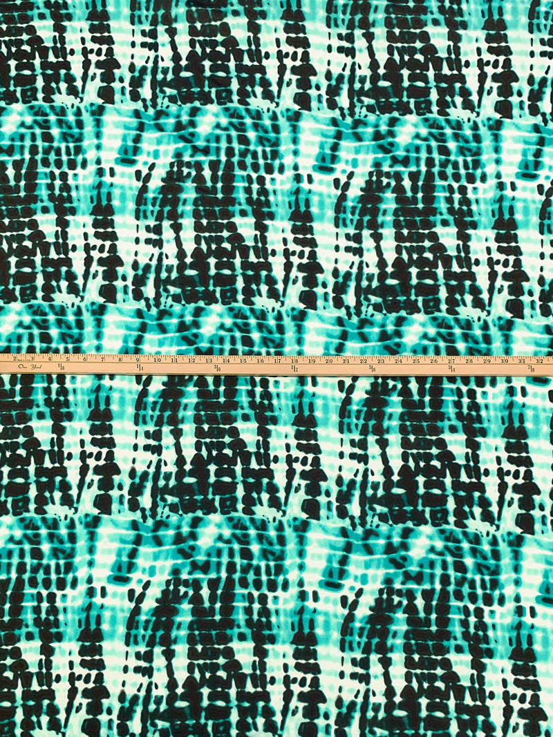 Midnight Espresso/Cool Turquoise/White Polyester/Lycra Abstract Print FTY Knit 52W