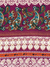 Boysenberry/Off-White/Flame/Multi Rayon/Lycra Horizontal Ornate Paisley Trim Print Jersey Knit 56W