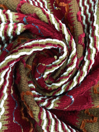 Dark Red/Pumpkin Orange/Light Brown/Multi 100% Polyester Abstract Chenille Sweater-Like Woven 46W