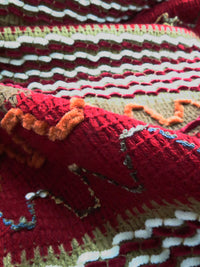 Dark Red/Pumpkin Orange/Light Brown/Multi 100% Polyester Abstract Chenille Sweater-Like Woven 46W