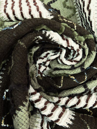 Forest Green/Dark Brown/White 100% Polyester Abstract Chenille Sweater-Like Woven 46W