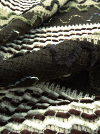Forest Green/Dark Brown/White 100% Polyester Abstract Chenille Sweater-Like Woven 46W