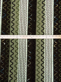 Forest Green/Dark Brown/White 100% Polyester Abstract Chenille Sweater-Like Woven 46W