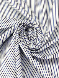 White/French Blue/Midnight Navy/Multi 100% Cotton Vertical Stripe Weave Shirting 58W