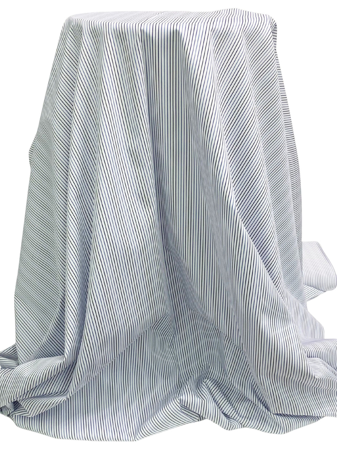 White/French Blue/Midnight Navy/Multi 100% Cotton Vertical Stripe Weave Shirting 58W