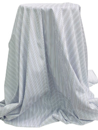 White/French Blue/Midnight Navy/Multi 100% Cotton Vertical Stripe Weave Shirting 58W