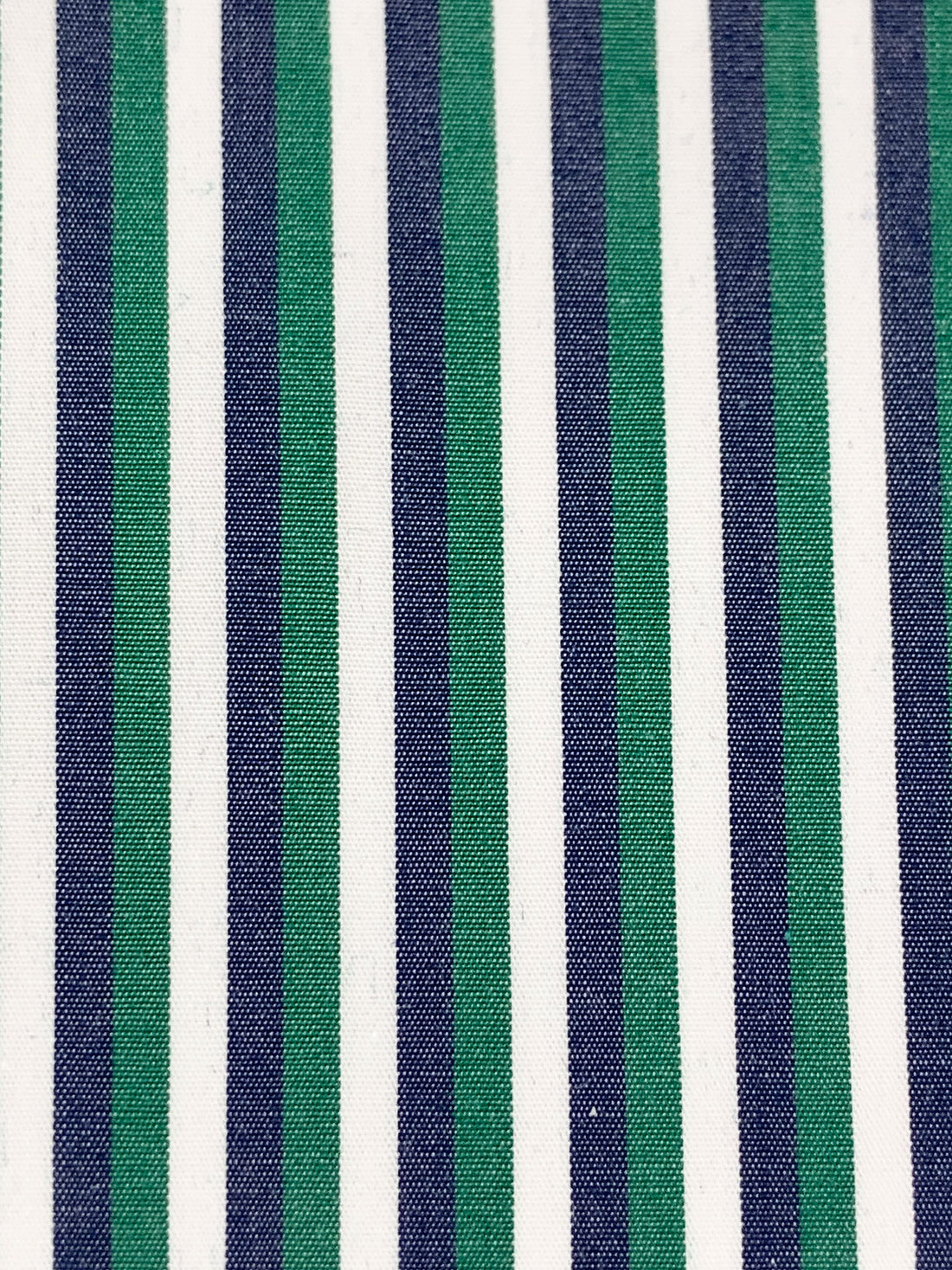 Navy/Deep Jungle/White 100% Cotton Vertical Stripe Weave Shirting 58W