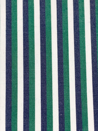 Navy/Deep Jungle/White 100% Cotton Vertical Stripe Weave Shirting 58W